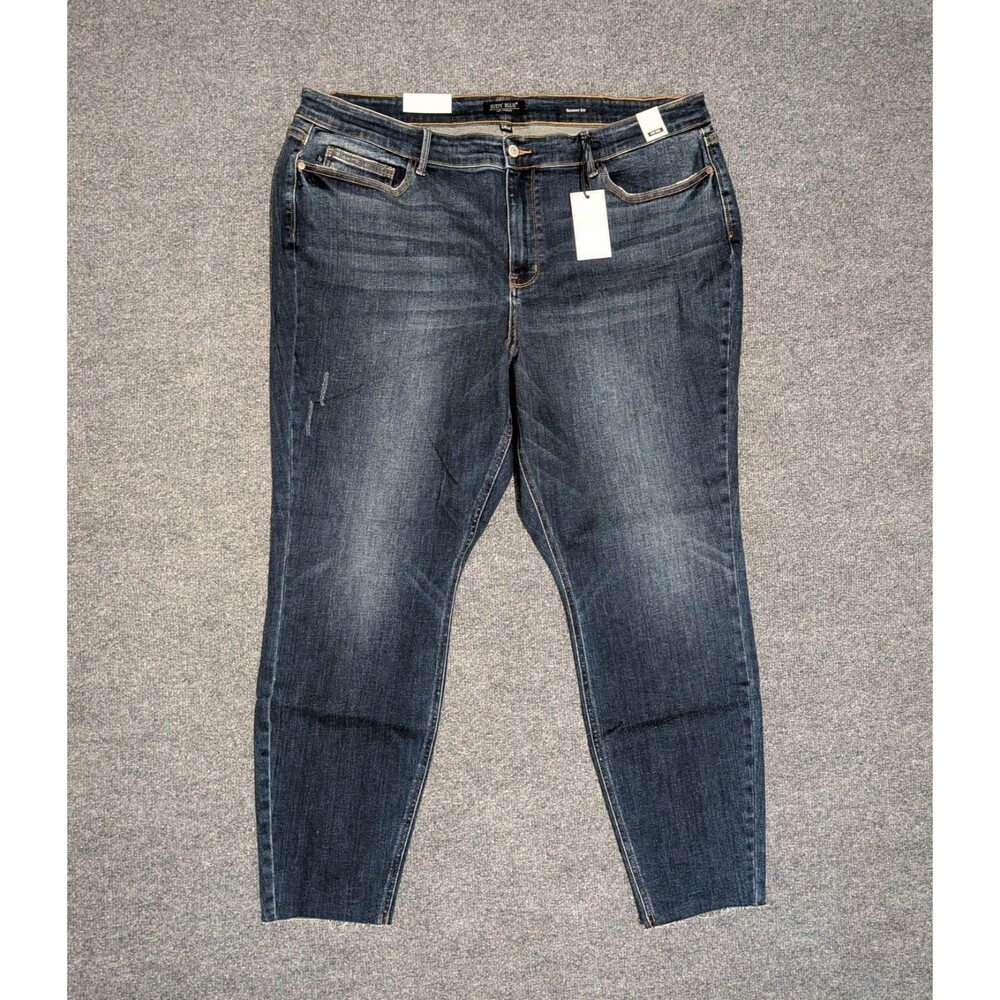 Judy Blue Jeans Womens Plus Size 24W Skinny Fit Distressed Raw Hem Denim